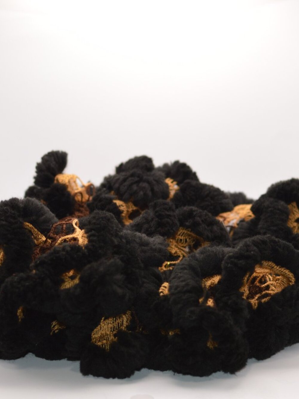 Homemade Brown and Black Ruffle Scarf